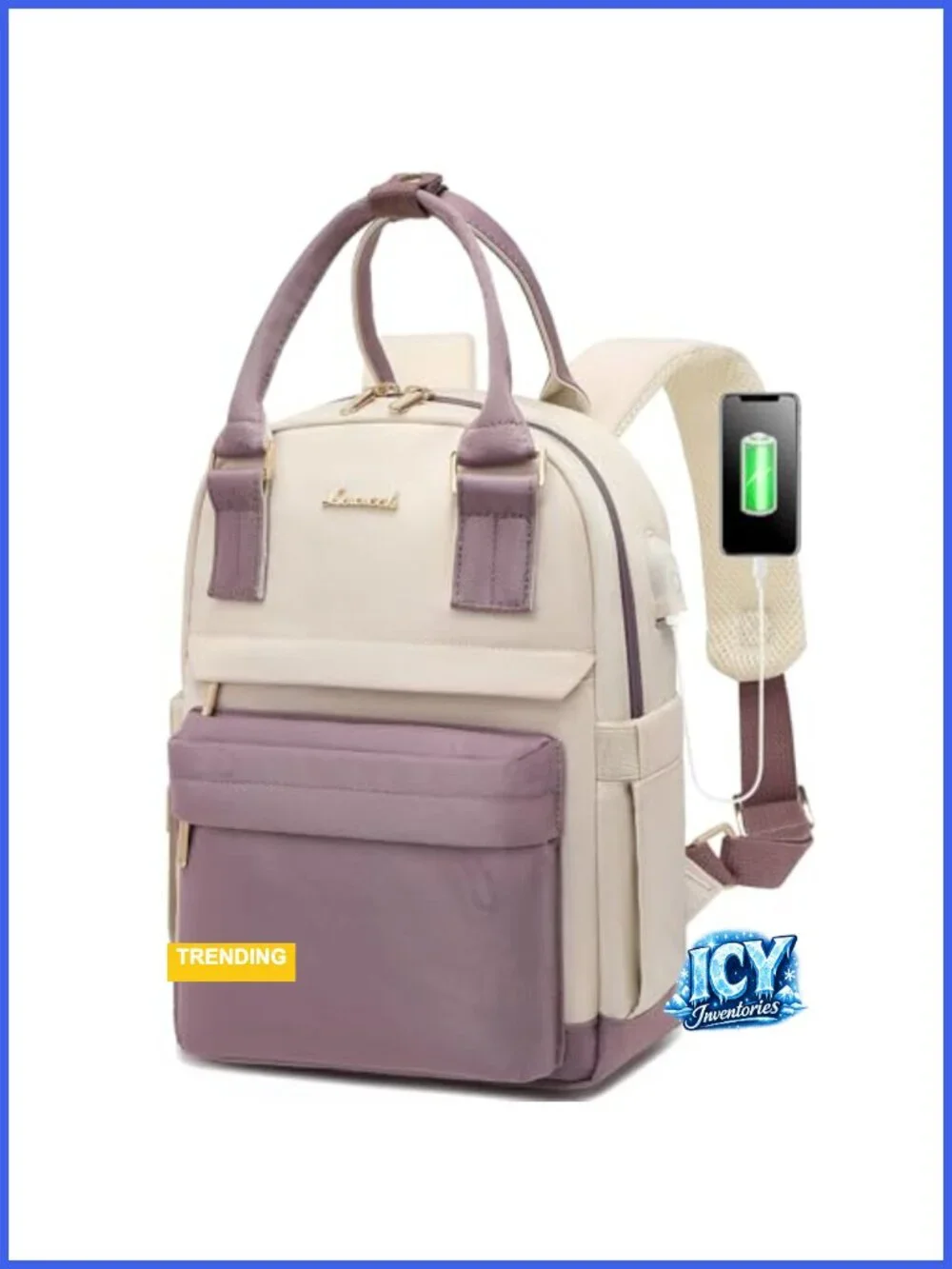 Waterproof Mini Backpack with USB Port, Lightweight Daypack for Travel School